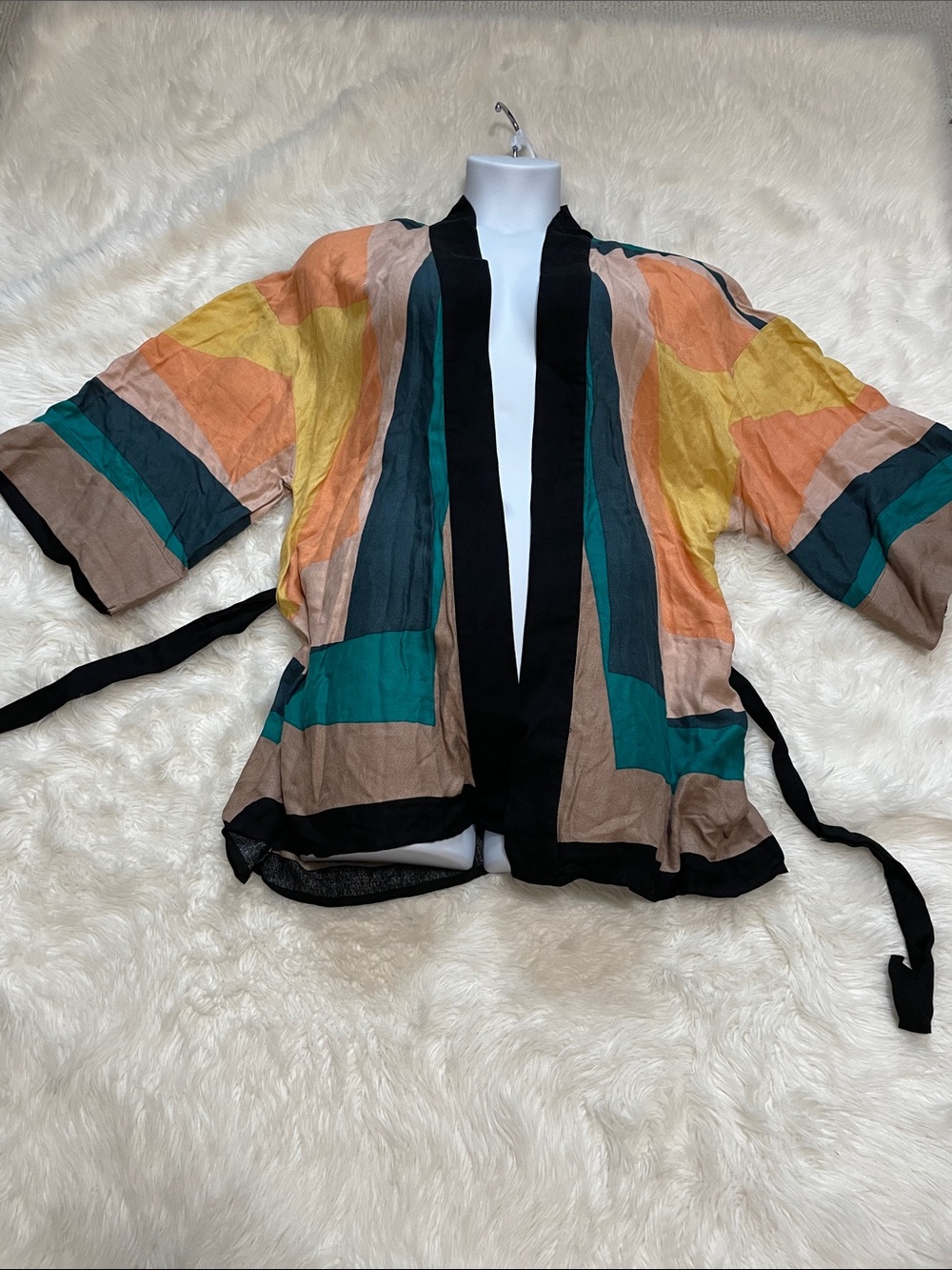 NWT O'Neill Josie Kimono Belted Coverup Abstract Multi Color M/L - Picture 3 of 11